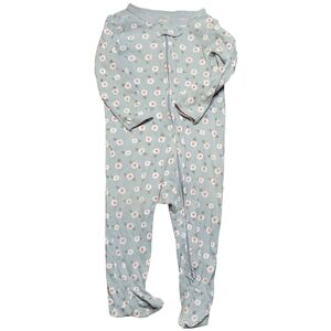 Carter’s Baby Girl Footed Sleeper 9M Blue Daisy Zip Pajamas